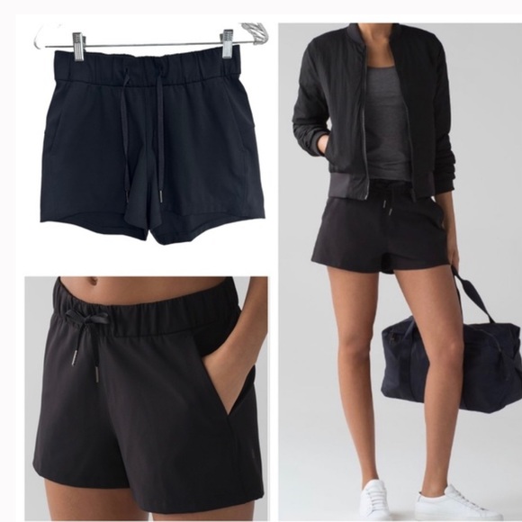 Lululemon On the Fly Mid-Rise Black Shorts Size 4 Drawstring - Picture 3 of 6